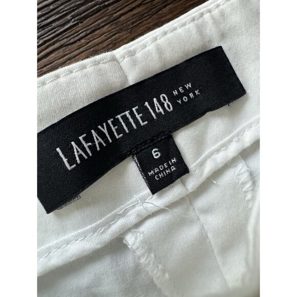 Lafayette 148 Stretch Crop Pants White Capri 6 - Picture 4 of 11